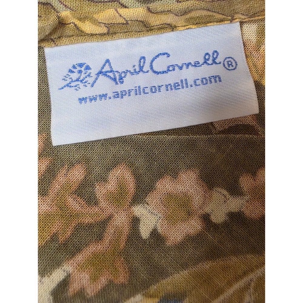 April Cornell Set of 6 Cotton Napkins VTG Cottage Paisley Floral Green Yellow - Picture 4 of 8